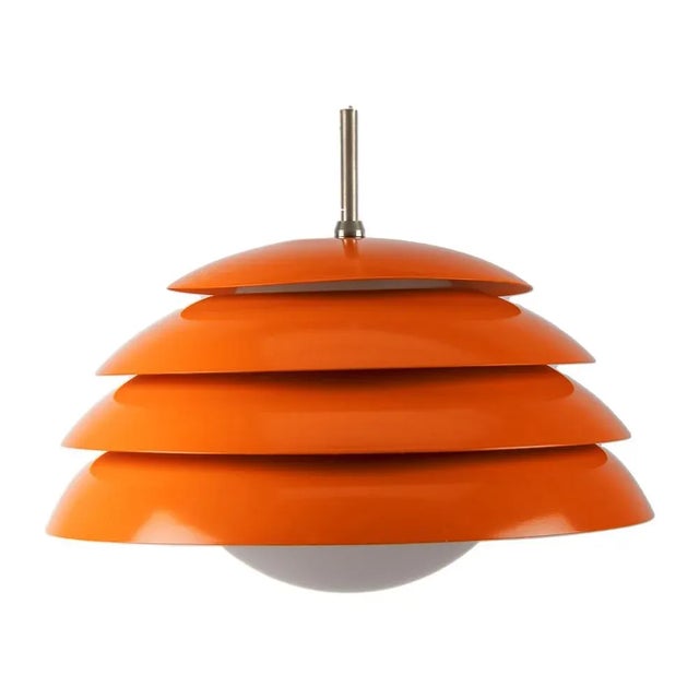 Metal Orange Layered Glass Pendant Lamp, 1970s For Sale - Image 7 of 7