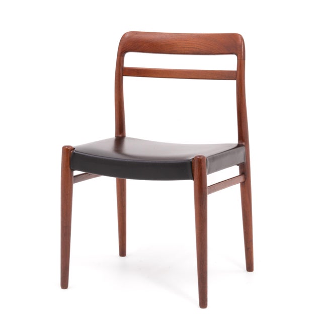 Mid-Century Modern Alf Aarseth Gustav Bahus Model 145 Danish Dining Chairs Black Vinyl Seats Three Available For Sale - Image 3 of 15