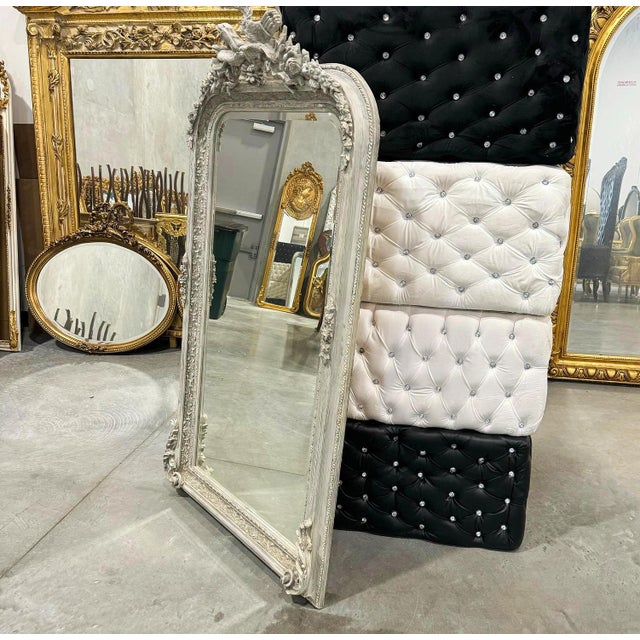 French Style Gray Birds Wall Mirror For Sale - Image 4 of 9