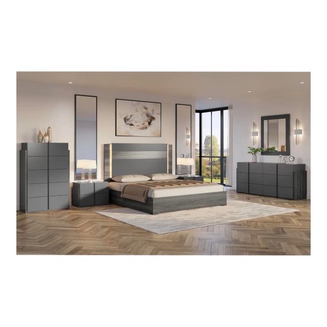 Casa Milano Aryan 6-Piece Italian King Bedroom Set With Led Bed For Sale