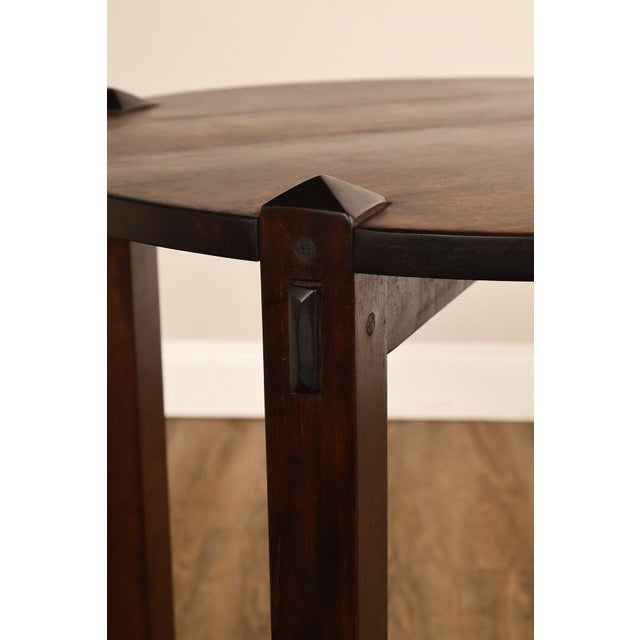 Studio Arts And Crafts Style Round Accent Table With Burl Wood Top For Sale - Image 10 of 18