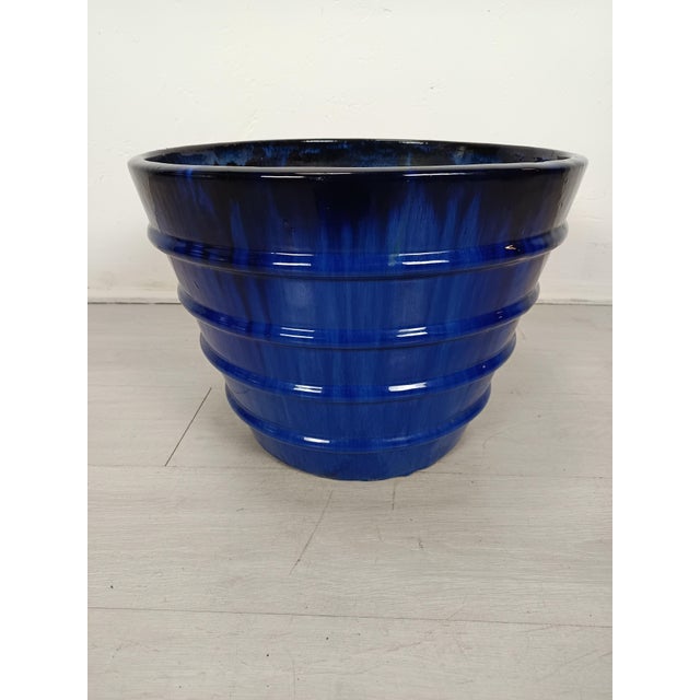 Azure Blue Ceramic Pot Cover, 1950s, in Good conditions. Designed 1950 to 1959