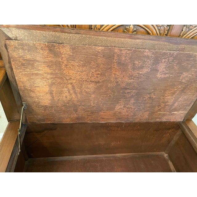 Antique Hand-Carved Wood Storage Bench For Sale - Image 10 of 16