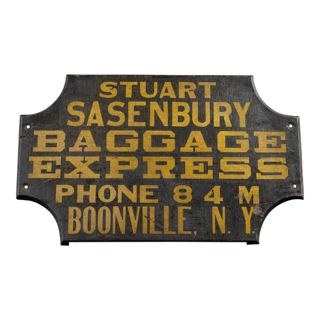 Antique "Baggage Express" Hand-Painted Wooden Sign For Sale