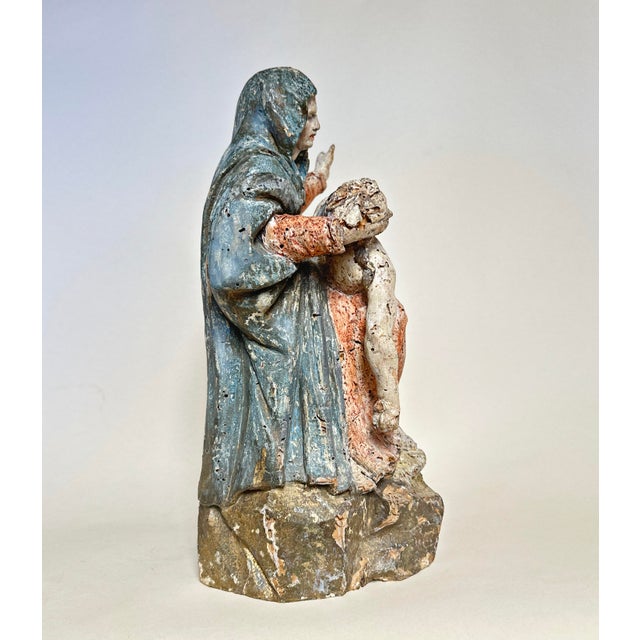Pieta, Vesperbild, 17th Century German, Carved Wood, Painted For Sale - Image 8 of 13