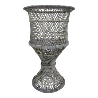 Vintage Wicker Rattan Planter For Sale