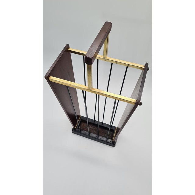 Brown Vintage German Umbrella Stand in Dark Wood, 1960s For Sale - Image 8 of 11