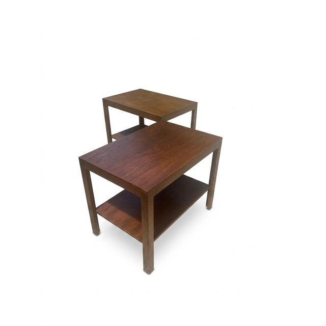 Pair Edward Wormley Dunbar Parsons Style 2 tier Side Tables in good condition with age-appropriate wear. They show well....