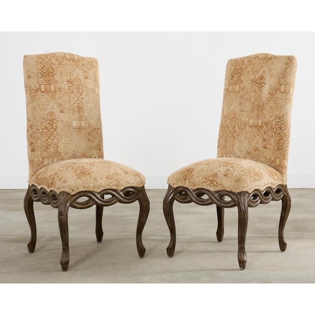 Set of Eight Country French Provincial Style Carved Dining Chairs For Sale - Image 12 of 12