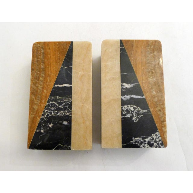 Beige Art Deco Bookends in Marble and Onyx Block, 1930s, Set of 2 For Sale - Image 8 of 13