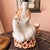 1940s Guanyin porcelain accent lamp on wooden base // vintage goddess lamp // chinoiserie lamp // designer lighting // table lamp // For Sale - Image 16 of 17