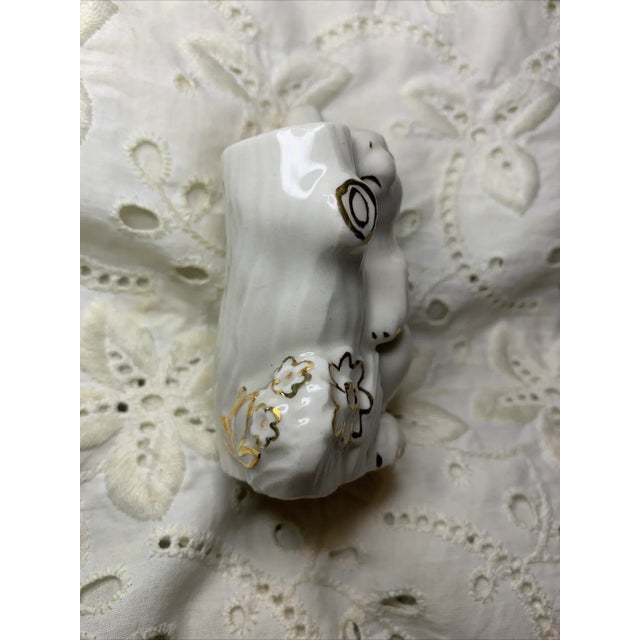 Vintage Porcelain Bunny Rabbit With Tree Figurine For Sale - Image 4 of 8