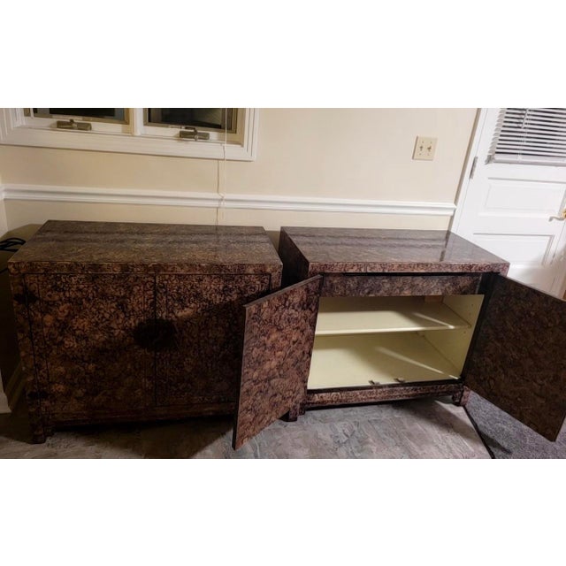 Henredon 1970s Henredon Mid Century Faux Tortoise Shell Chests a Pair For Sale - Image 4 of 7