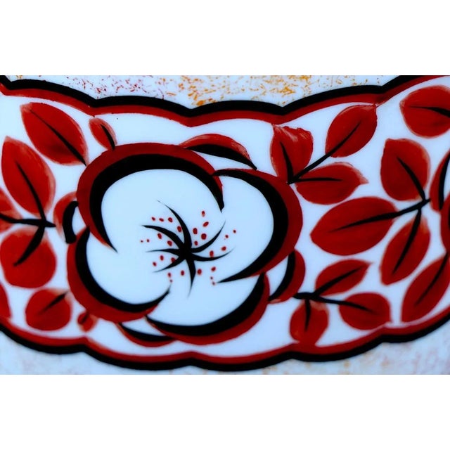 Glass Hand Painted Art Deco Czechoslovakian Flower Vase For Sale - Image 7 of 10