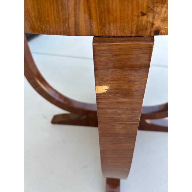 Late 20th Century Late 20th Century Sculptural Art Deco Style Burl Wood Center Table With Radial Sunburst Top For Sale - Image 5 of 9