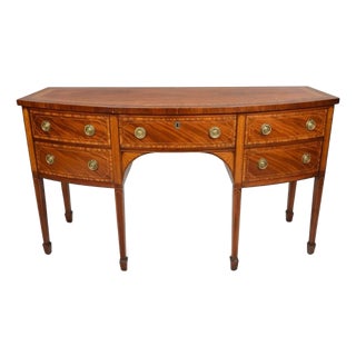 1990s Baker Historic Charleston Collection Bowfront Sideboard - Mahogany W Satinwood Inlay For Sale