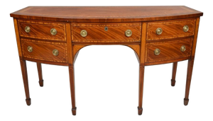 1990s Baker Historic Charleston Collection Bowfront Sideboard - Mahogany W Satinwood Inlay