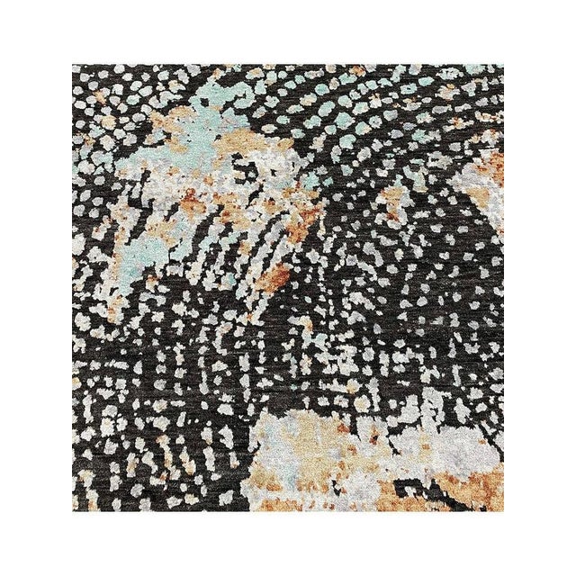 Exact Size: 8'0" x 10'2" Color: Black Age: New Materials: Wool, Bamboo Silk Construction: Hand Knotted Origin: India