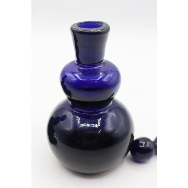 Circa 1950s Likely Danish Assembled Pair of Cobalt Glass Perfume Bottles For Sale - Image 4 of 8