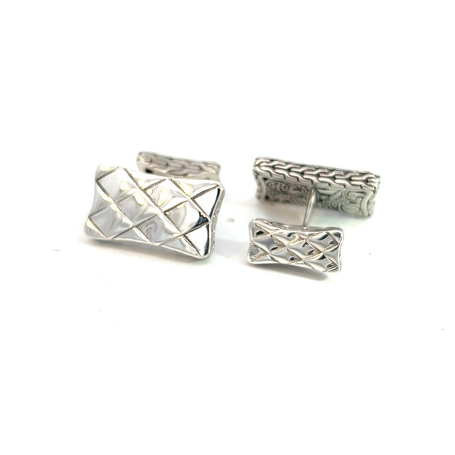 1990s 1990s Pair of John Hardy Estate Weave Cufflinks Sterling Silver For Sale - Image 5 of 6