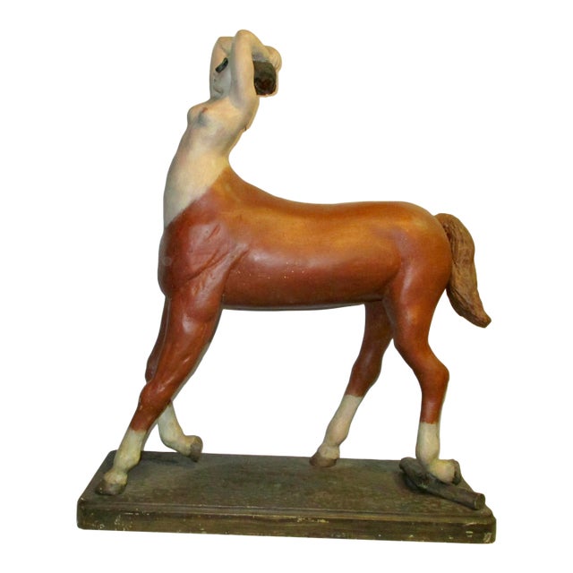 Female Centaur Wood Carving Folk Art For Sale