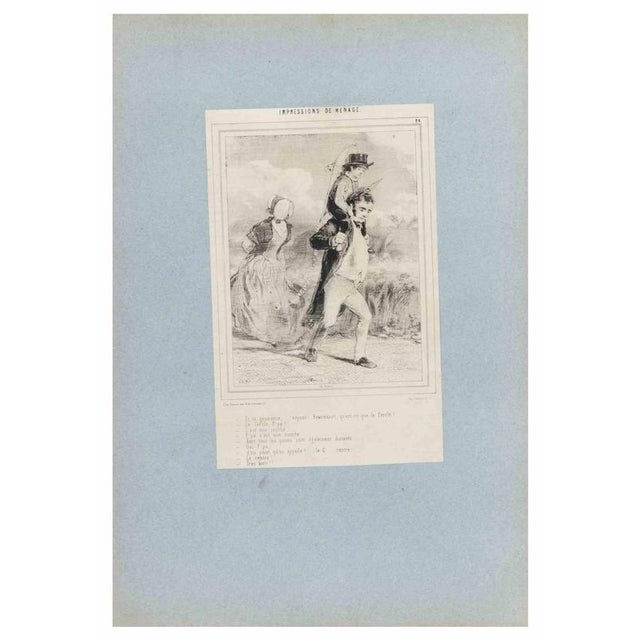 Lithograph on paper, from the Series "Impressions de Ménage", plate 24. An original nineteenth-century lithograph by the...
