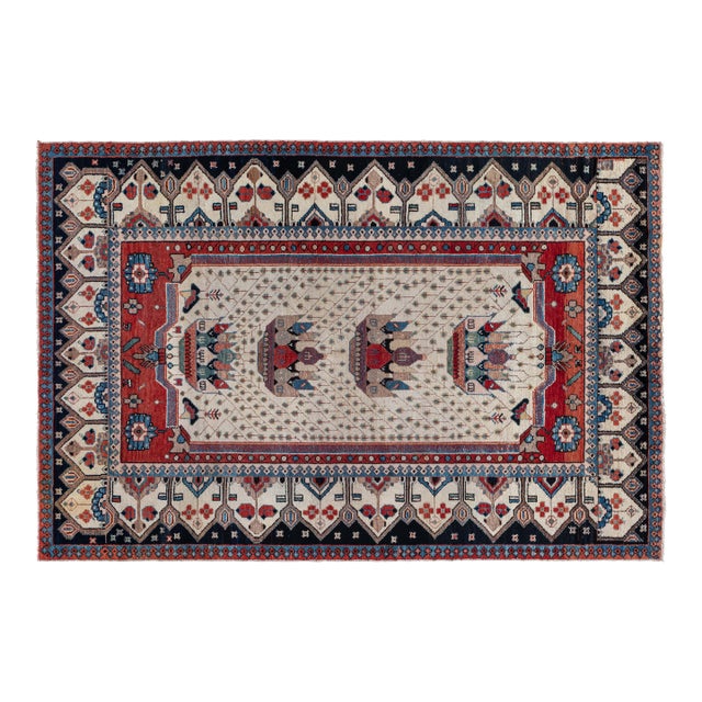 Early 20th Century Persian Malayer Handmade Wool Rug For Sale
