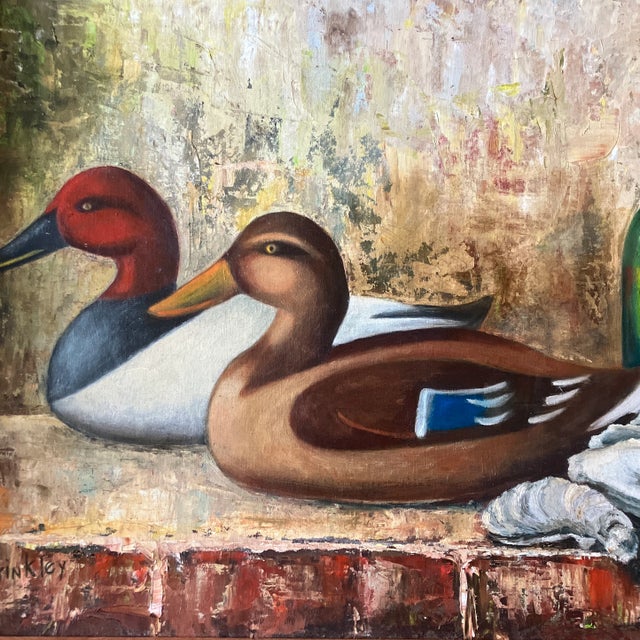 1950’s original still life duck decoy painting. Signed and framed. Measures 24x18 and 27x21 overall.