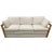 Crespi style split reed radius arm shaped sofa. Rattan arms with interior wicker sides. Newly upholstered in a white...