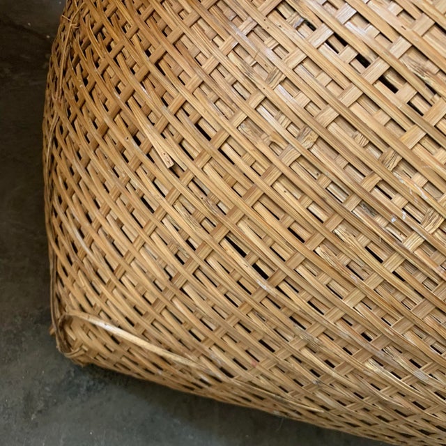 Mid 20th Century Rare Vintage Pair Oversized Woven Wicker Asian Fishing Baskets For Sale - Image 5 of 12