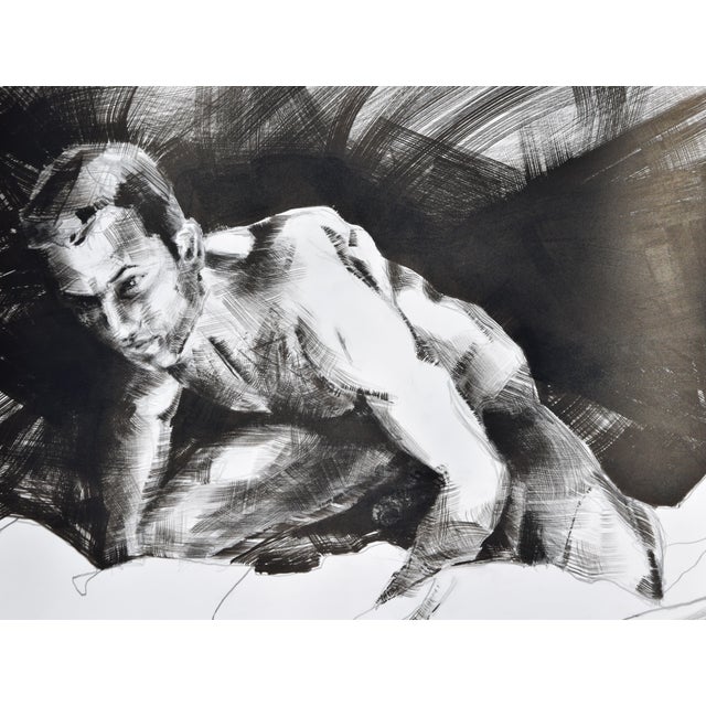 Christian Bauer, Male Nude, Rafi (Frontal), 1990s, Ink and Pencil on Paper For Sale - Image 7 of 12