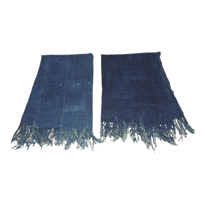 Vintage Indigo Blue African Woven Mud Cloth Textiles Fragments