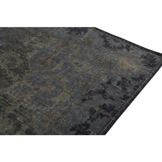 2010s Rug & Kilim’s Distressed Style Rug in Blue and Gray Medallion Pattern For Sale - Image 5 of 8
