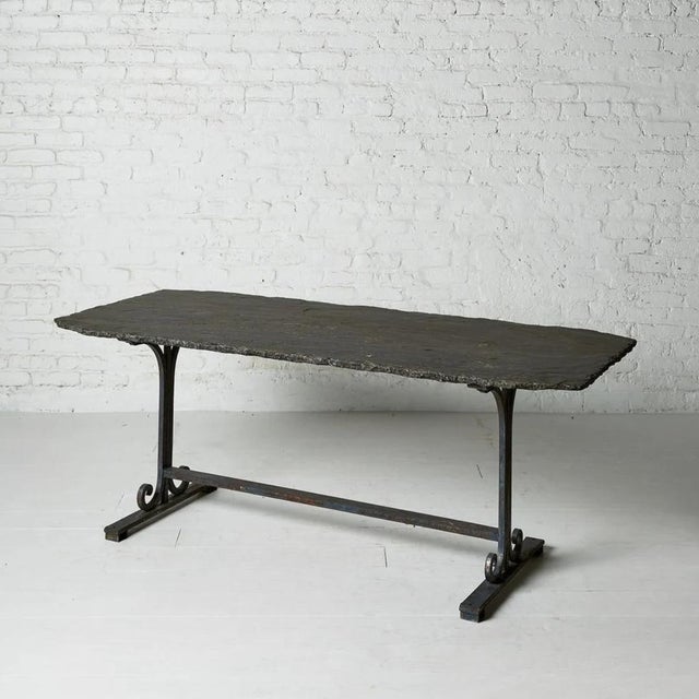 French 19th Century French Slate Top Iron Leg Table For Sale - Image 3 of 6