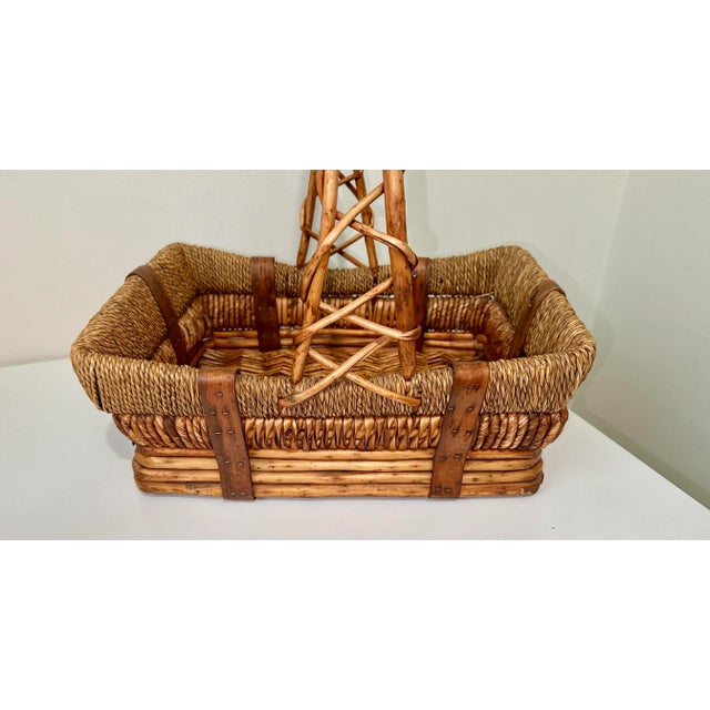 Wicker & Rattan Basket Handled Basket For Sale - Image 9 of 11