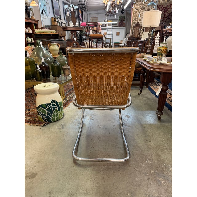 Vintage Mid-Century Chrome & Wicker Rocking Chair For Sale In Atlanta - Image 6 of 7