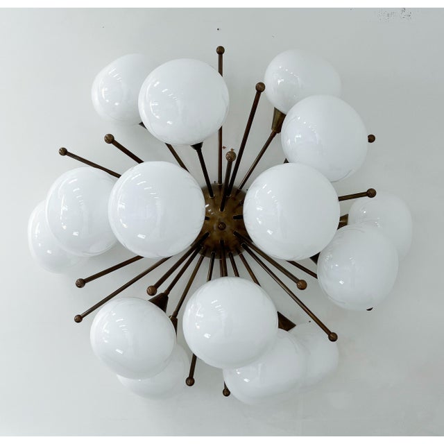Italian 21st Century Mezzo Bronze White Pebble Murano Glass Flush Mount by Fabio LTD For Sale - Image 3 of 7