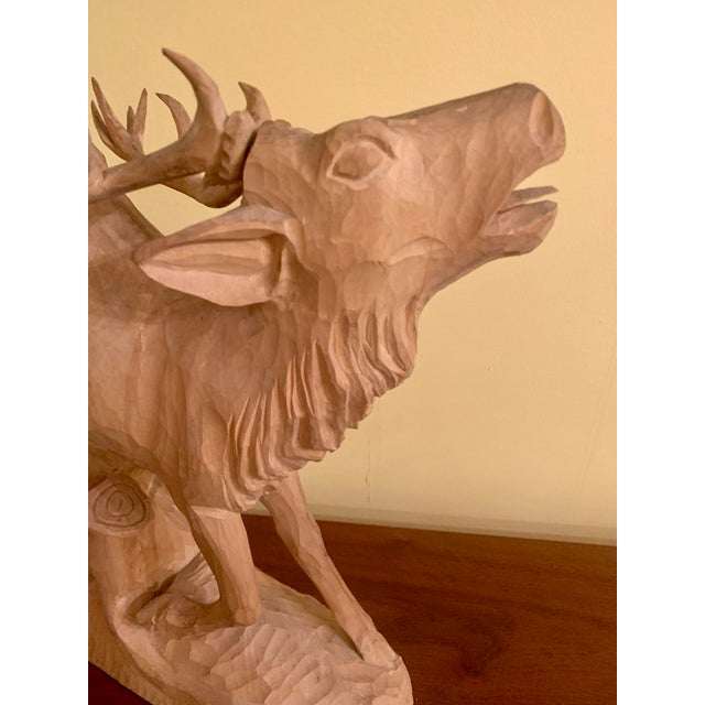 Mid 20th Century Large Black Forest Wooden Red Stag Carving For Sale - Image 9 of 12
