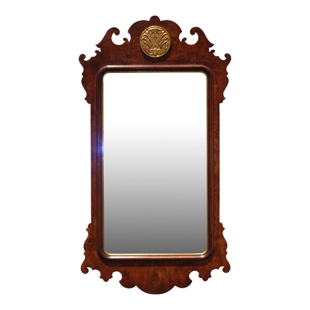 54" Tall Vintage Henredon French Chippendale Brown Gold Gilt Wall Mantle Mirror For Sale