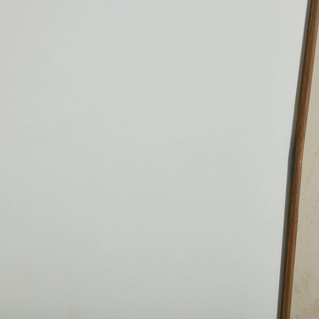 Brass Wide Scoop Top Patinated Brass Mirror, 20th Century - 2 Available For Sale - Image 8 of 11