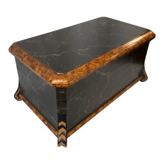 1980s John Richard Faux Marble Box With Gold Trim For Sale