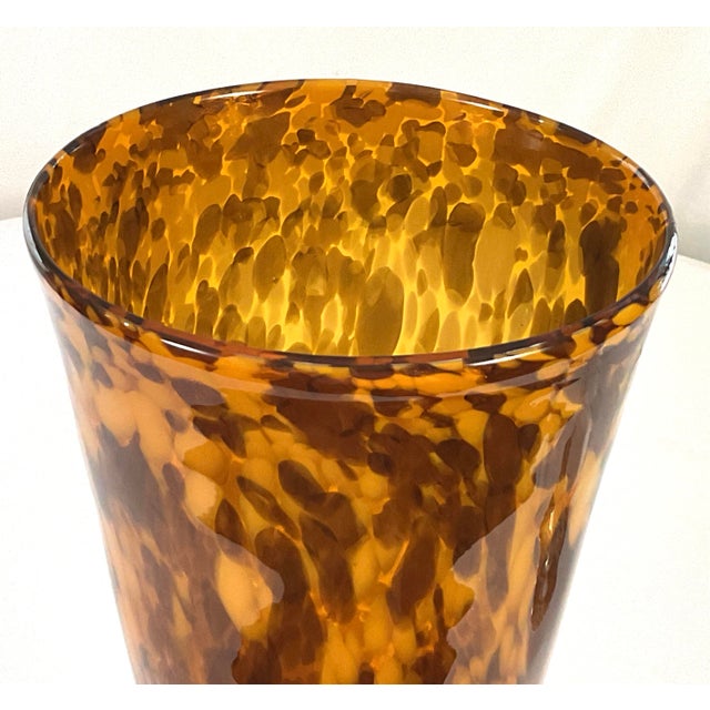 1980s 1980s Magnificent, Large Classic Trumpet Shaped Tortoise Shell Style Vase on a Turned Pedestal Base For Sale - Image 5 of 9