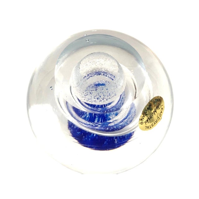 1990s 1990s Adam Jablonski Signed Hand Blown Controlled Bubbles Studio Lead Crystal Paperweight Made in Poland For Sale - Image 5 of 5