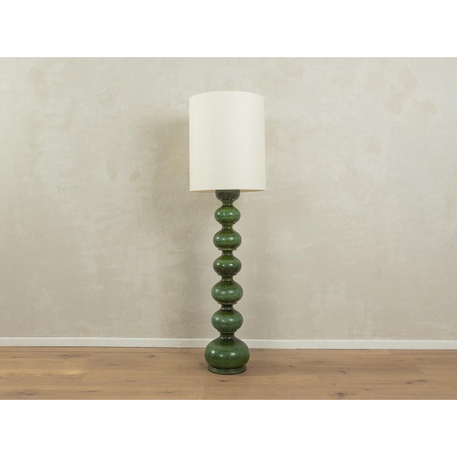 Rare Bubble floor lamp by Kaiser Leuchten from the 1960s. Handcrafted glazed ceramic base in shades of green with a new...
