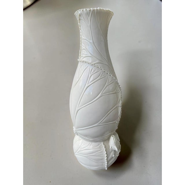 Vintage Chinese White Porcelain Vase – Fine Bone China - Cabbage Leaf Pattern For Sale - Image 12 of 14