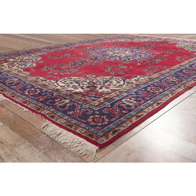 Textile Mid 20th Century Vintage Red Turkish Sparta Rug, 07'07 X 11'01 For Sale - Image 7 of 10