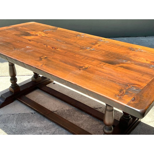 Brown Vintage 19th Century French Double Pedestal Table For Sale - Image 8 of 12