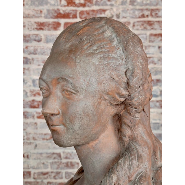 Sculpture Materials 19th Century French Terracotta Bust of Madame Du Barry For Sale - Image 7 of 10
