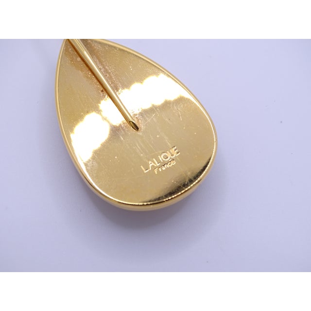Glass and Gold-Plated Heliconia Leaf Pin from Lalique, France, 1995 For Sale - Image 16 of 18