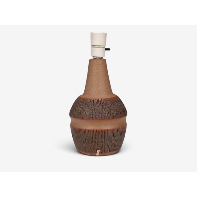 1960s Einar Johansen, Large Table Lamp, Brown Stoneware For Sale - Image 9 of 11
